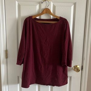 Ava & Viv Red Shirt With Thin Black Stripes Size 1x Three Quarter Sleeves